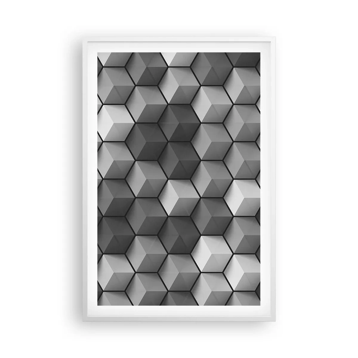 Affiche dans un cadre blanc - Poster - Puzzle cubiste - 61x91 cm