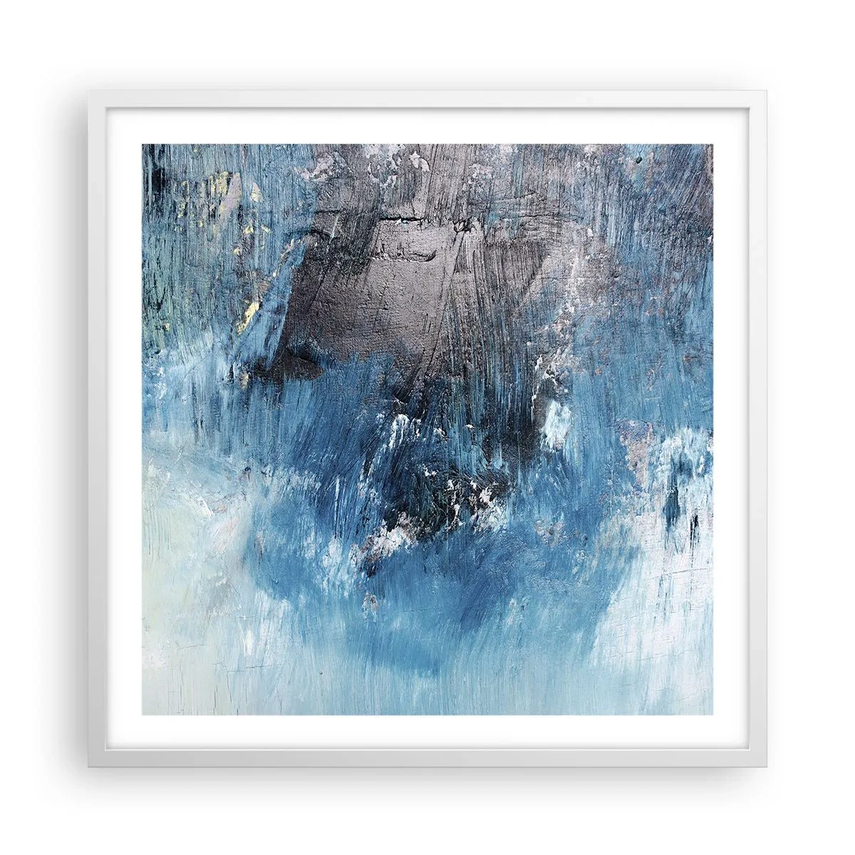 Affiche dans un cadre blanc - Poster - Rhapsodie en bleu - 60x60 cm