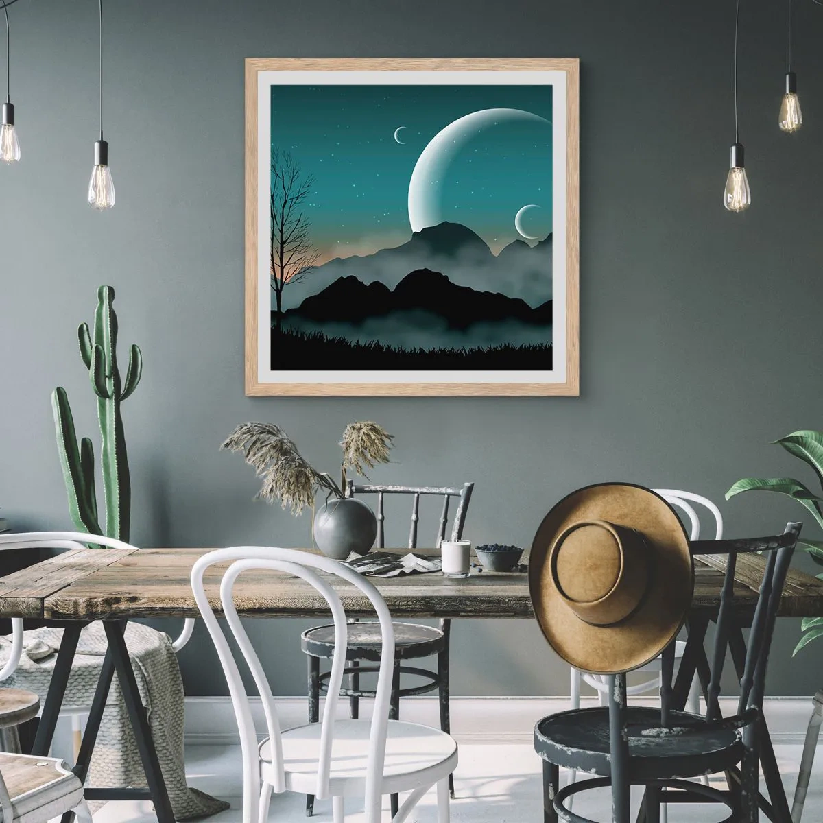 Affiche dans un chêne clair - Poster - Carnaval de la nuit étoilée - 50x50 cm