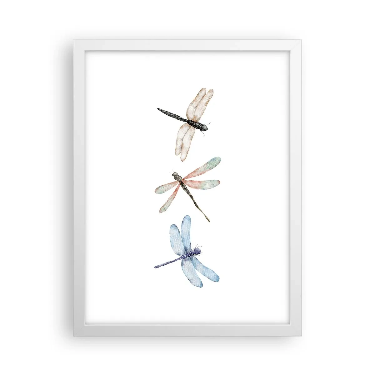 Affiche dans un cadre blanc - Poster - Libellules en apesanteur - 30x40 cm