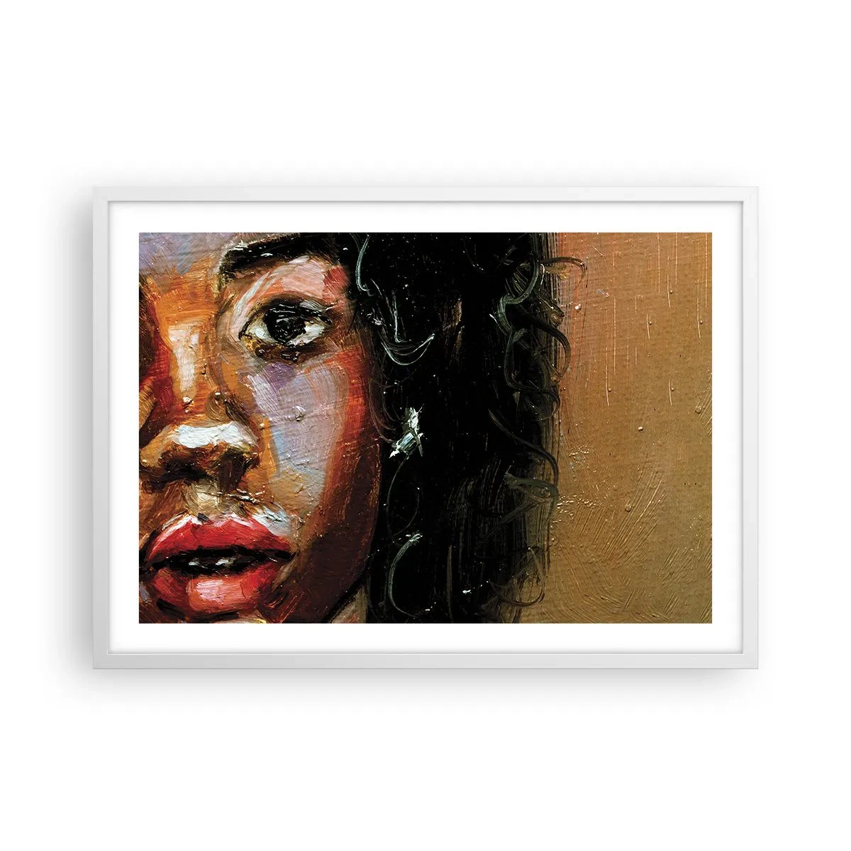 Affiche dans un cadre blanc - Poster - Noir et brillant - 70x50 cm