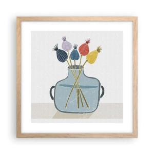 Affiche dans un chêne clair - Poster - Comme s'il avait semé des graines de pavot - 40x40 cm