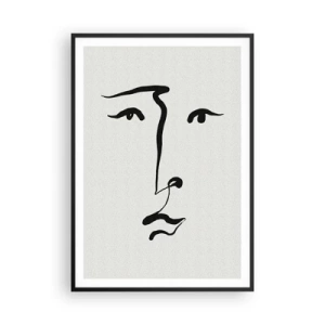 Affiche dans un cadre noir - Poster - Portrait avec une seule ligne - 70x100 cm