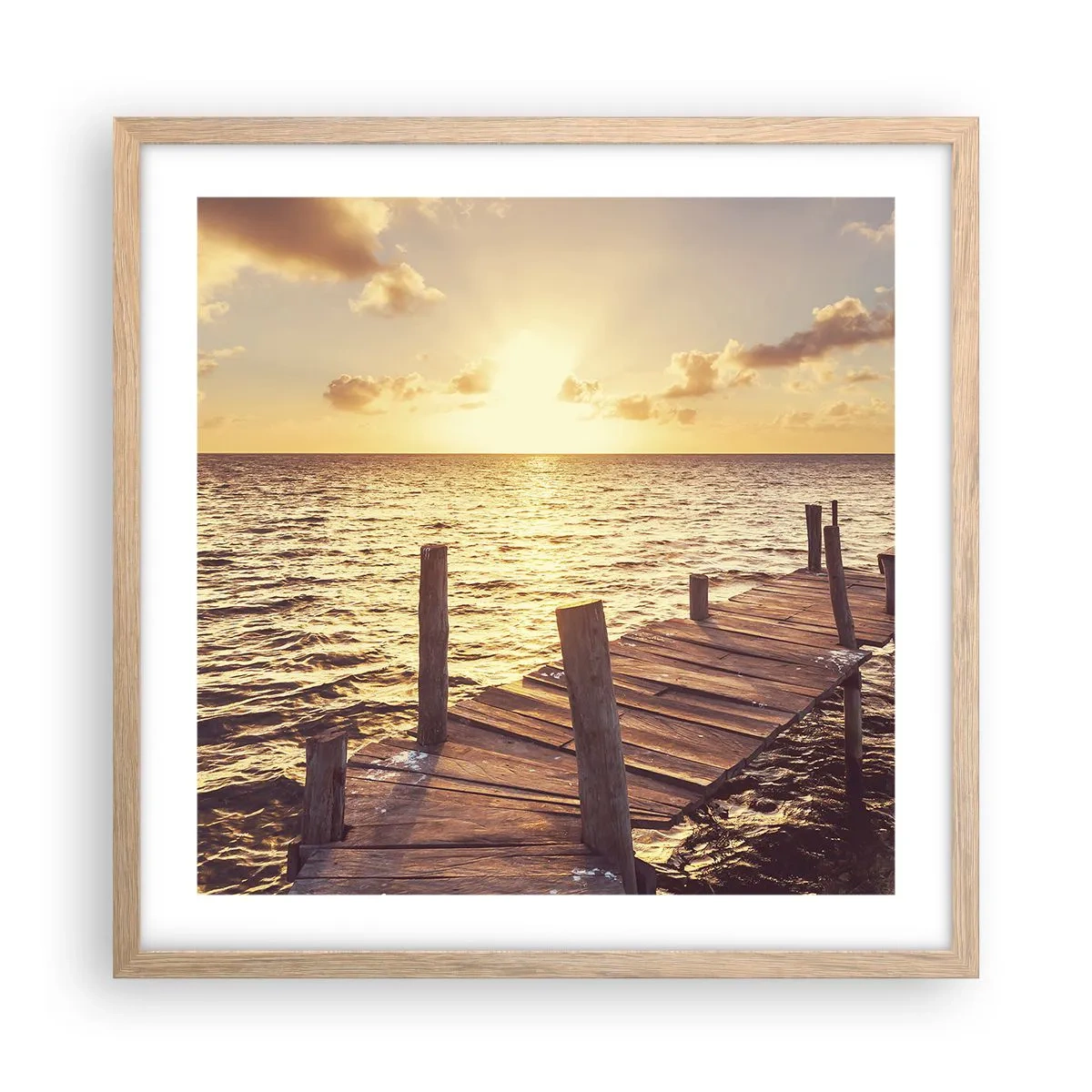 Affiche dans un chêne clair - Poster - La terre d'or de la douceur - 50x50 cm