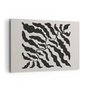 Impression sur toile - Image sur toile - Brindilles avec des feuilles noires sur fond clair - 120x80cm - La nature du carré - Décoration murale moderne pour le salon et la chambre ARTTOR