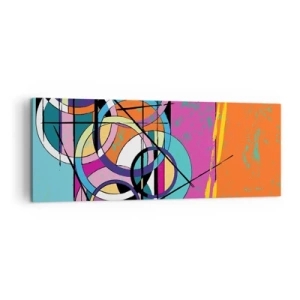 Impression sur toile - Image sur toile - Abstraction colorée avec des cercles géométriques - 140x50cm - Roues sur roues - Décoration murale moderne pour le salon et la chambre ARTTOR