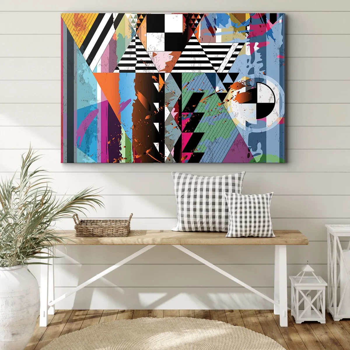 Impression sur toile - Image sur toile - Composition géométrique abstraite aux couleurs vives - 100x70cm - Géométrique et organique - Décoration murale moderne pour le salon et la chambre ARTTOR