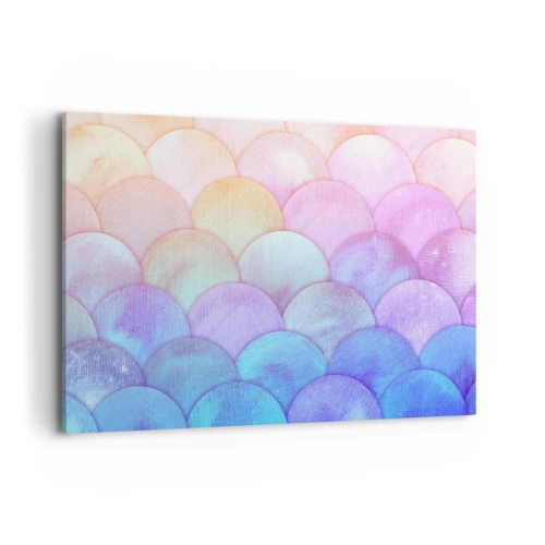 Impression sur toile - Image sur toile - Échelles abstraites aux tons pastel - 120x80cm - Écailles de perles - Décoration murale moderne pour le salon et la chambre ARTTOR