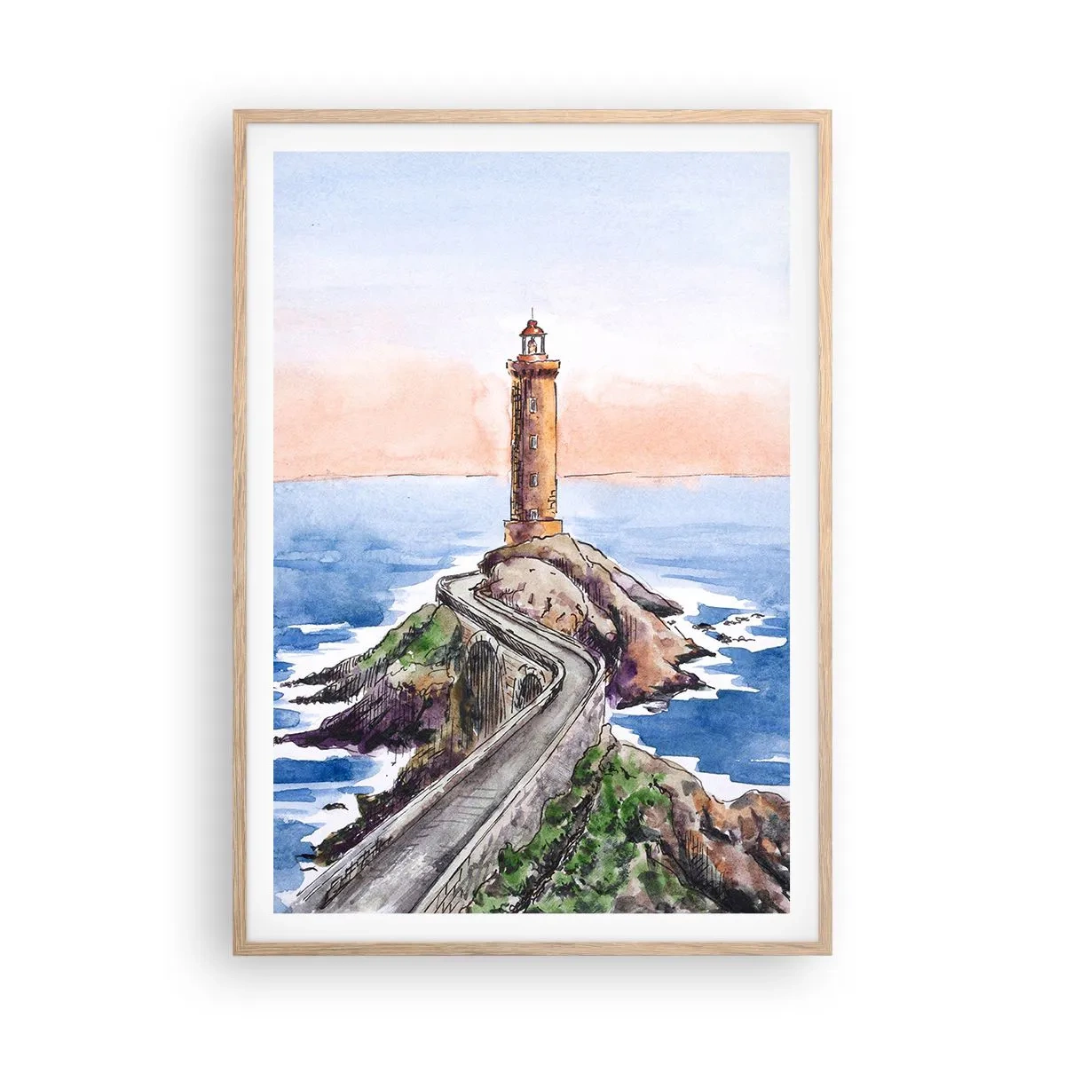 Affiche dans un chêne clair - Poster - Face à la mer - 70x100 cm