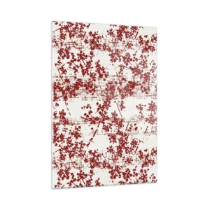 Impression sur verre - Image sur verre - Un motif floral en rouge sur un fond clair et vieilli - 50x70cm - Comme un calicot ancien - Décoration murale moderne pour le salon et la chambre ARTTOR