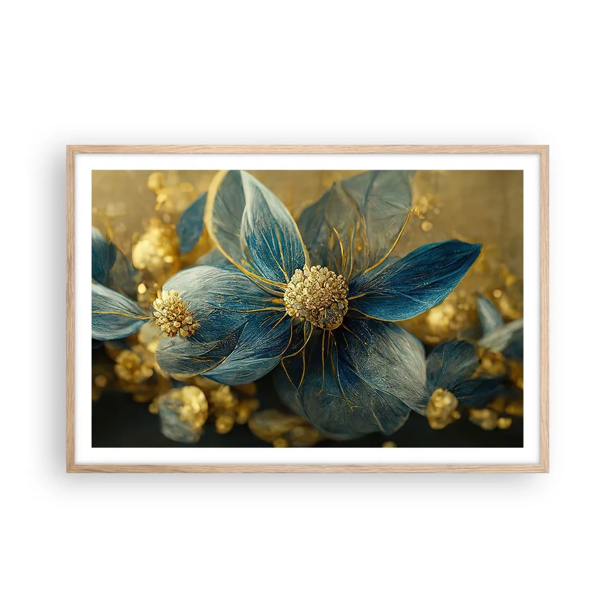 Affiche dans un chêne clair - Poster - Fleurir avec de l'or - 91x61 cm