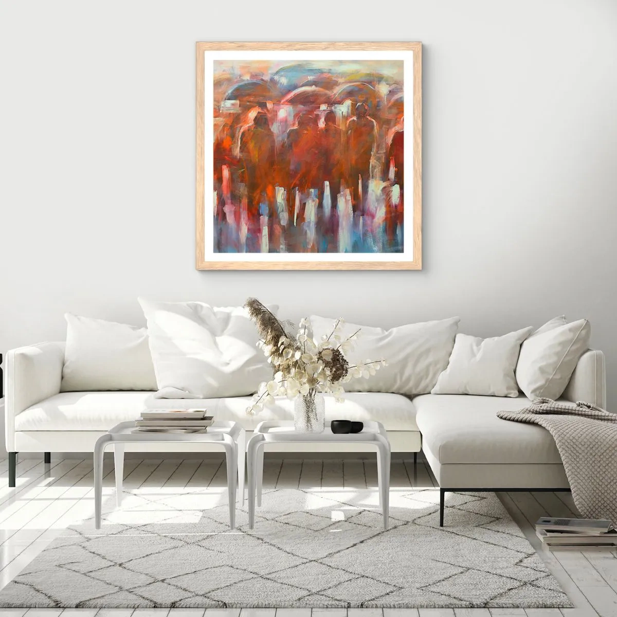 Affiche dans un chêne clair - Poster - Identiques sous la pluie et dans le brouillard - 50x50 cm