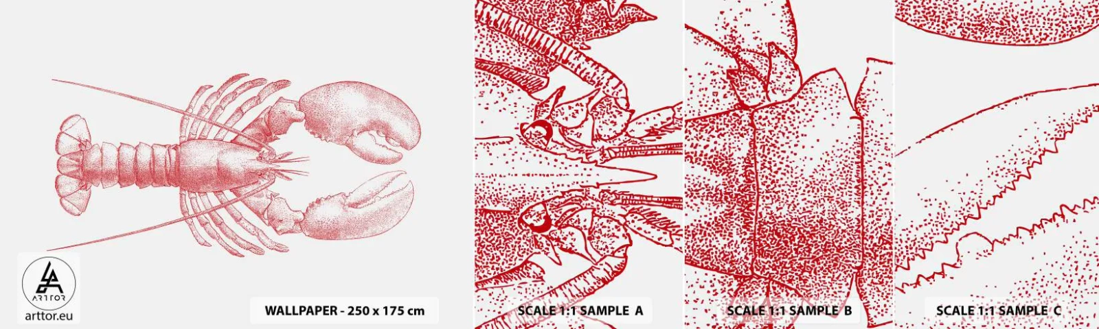 Échantillon de Papier Peint Autocollant Deluxe Sticker - Un homard digne d'Homère - Homard, Fruit de mer, Fruits de mer - 100x30 cm