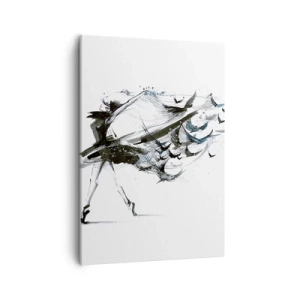 Impression sur toile - Image sur toile - Une danseuse avec une robe dynamique en forme d'oiseaux - 50x70cm - La magie de la musique vous libère des envoûtements - Décoration murale moderne pour le salon et la chambre ARTTOR