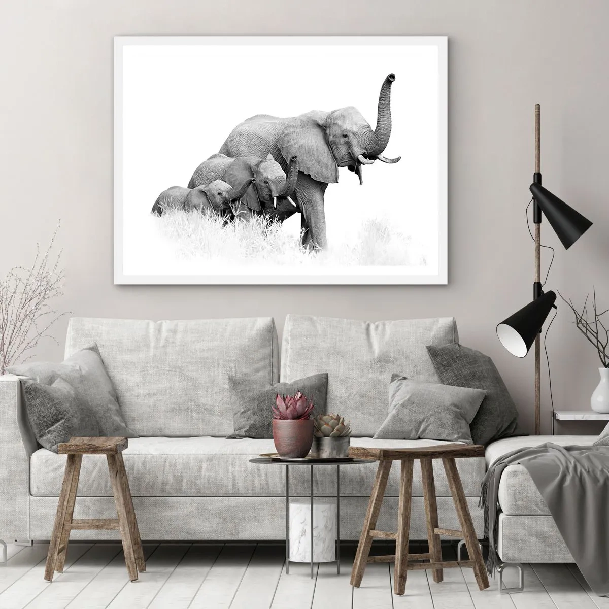 Affiche dans un cadre blanc - Poster - Un, deux, trois - 40x30 cm