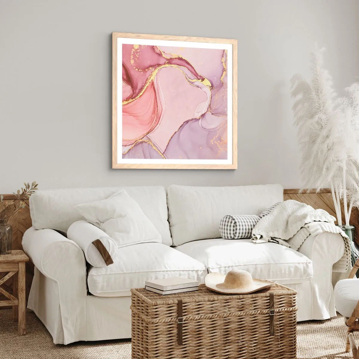 Affiche dans un chêne clair - Poster - Caresse de couleurs - 40x40 cm