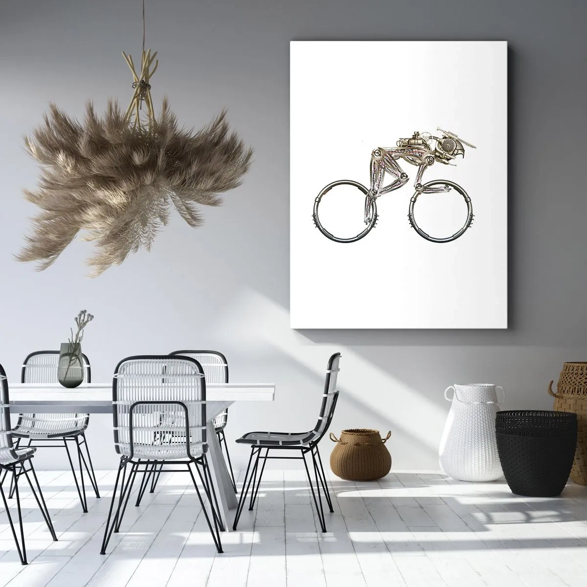 Impression sur toile - Image sur toile - Un vélo mécanique au design futuriste - 50x70cm - Machine exceptionnelle - Décoration murale moderne pour le salon et la chambre ARTTOR