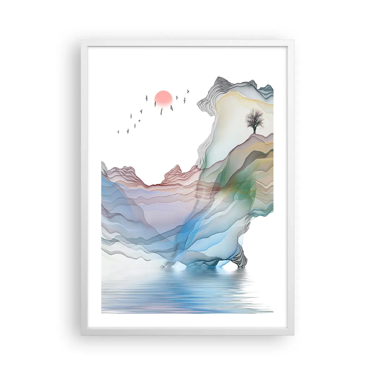 Affiche dans un cadre blanc - Poster - Vers les montagnes de cristal - 50x70 cm