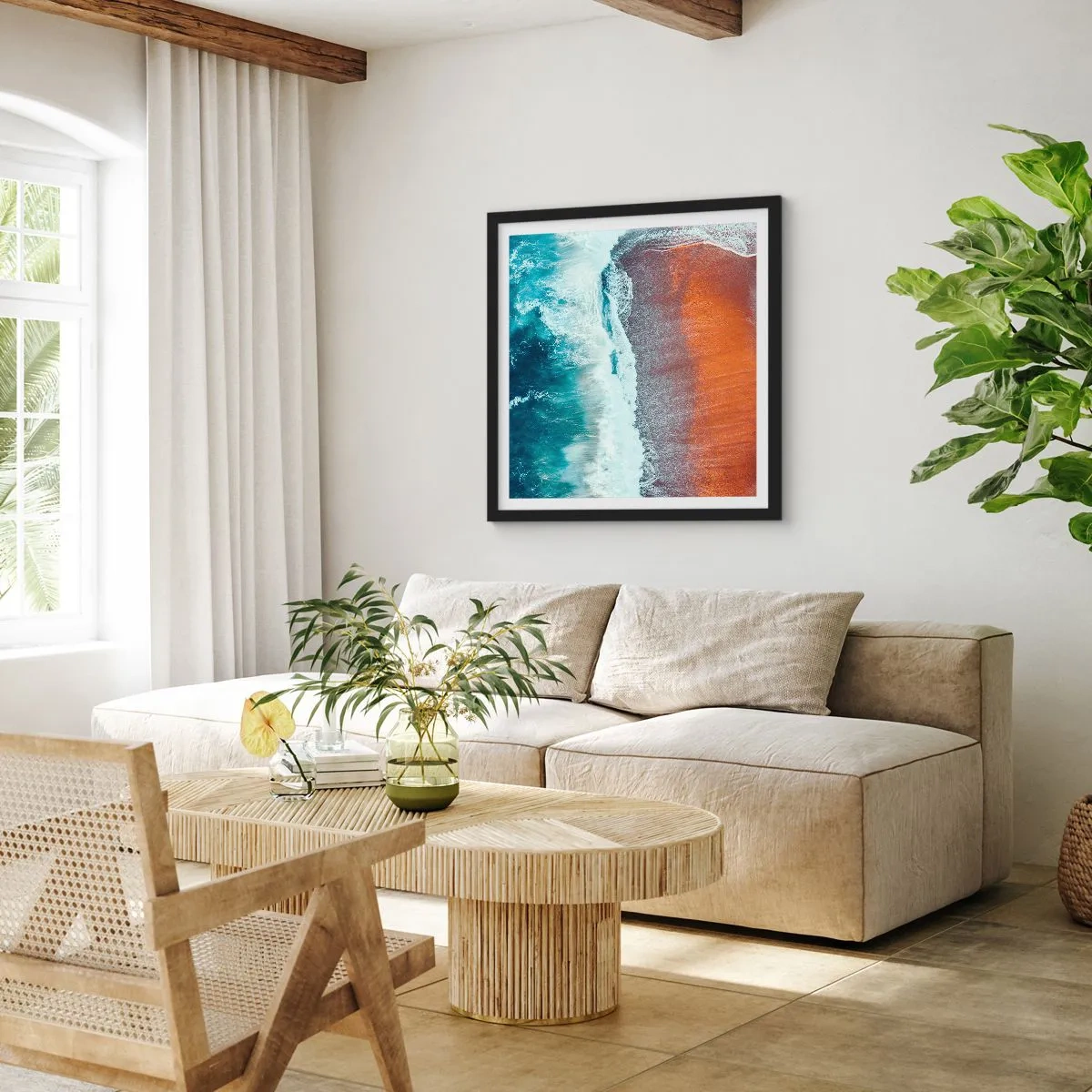 Affiche dans un cadre noir - Poster - Caresse de l'océan - 50x50 cm