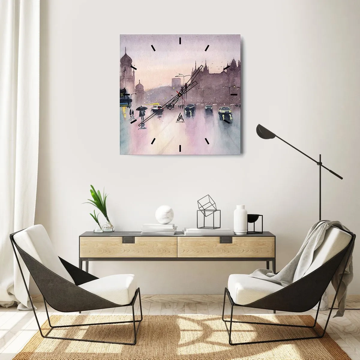 Horloge murale - Pendule murale - Dans une brume pluvieuse - 40x40 cm