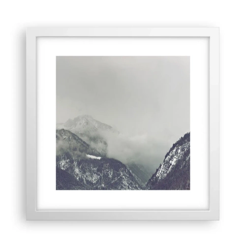 Affiche dans un cadre blanc - Poster - Vallée brumeuse - 30x30 cm