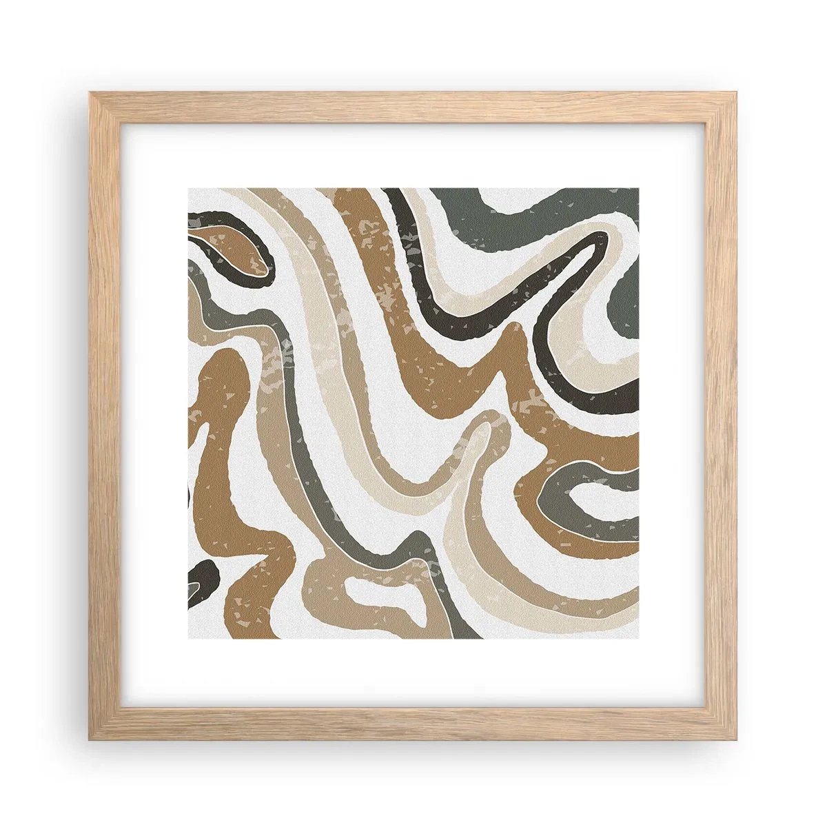 Affiche dans un chêne clair - Poster - Méandres de couleurs de la terre - 30x30 cm