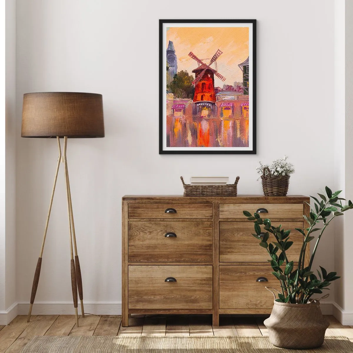 Affiche dans un cadre noir - Poster - Icones parisiennes – le Moulin rouge - 30x40 cm