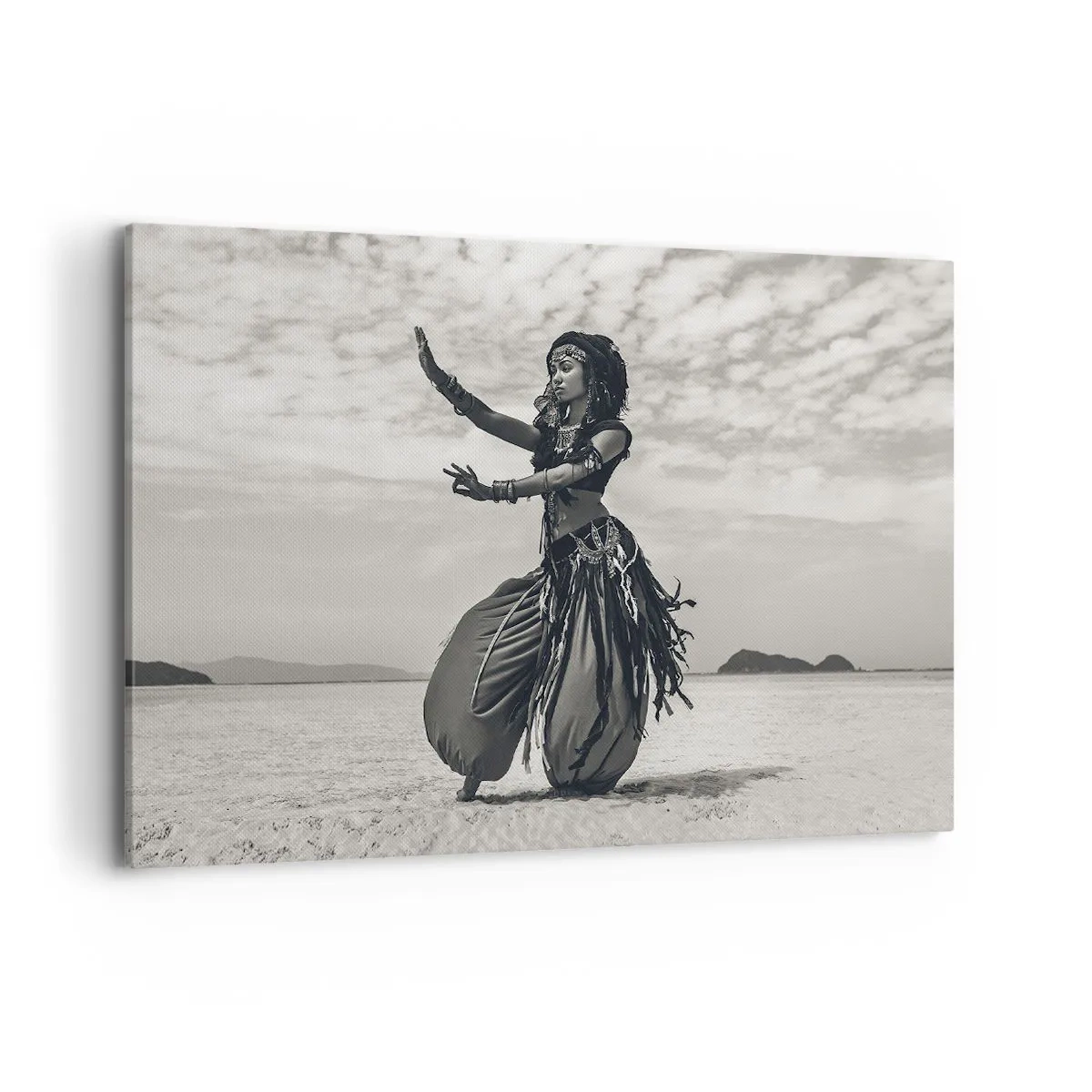 Impression sur toile - Image sur toile - Danseuse exotique sur fond de désert - 100x70cm - Danse des îles du sud - Décoration murale moderne pour le salon et la chambre ARTTOR
