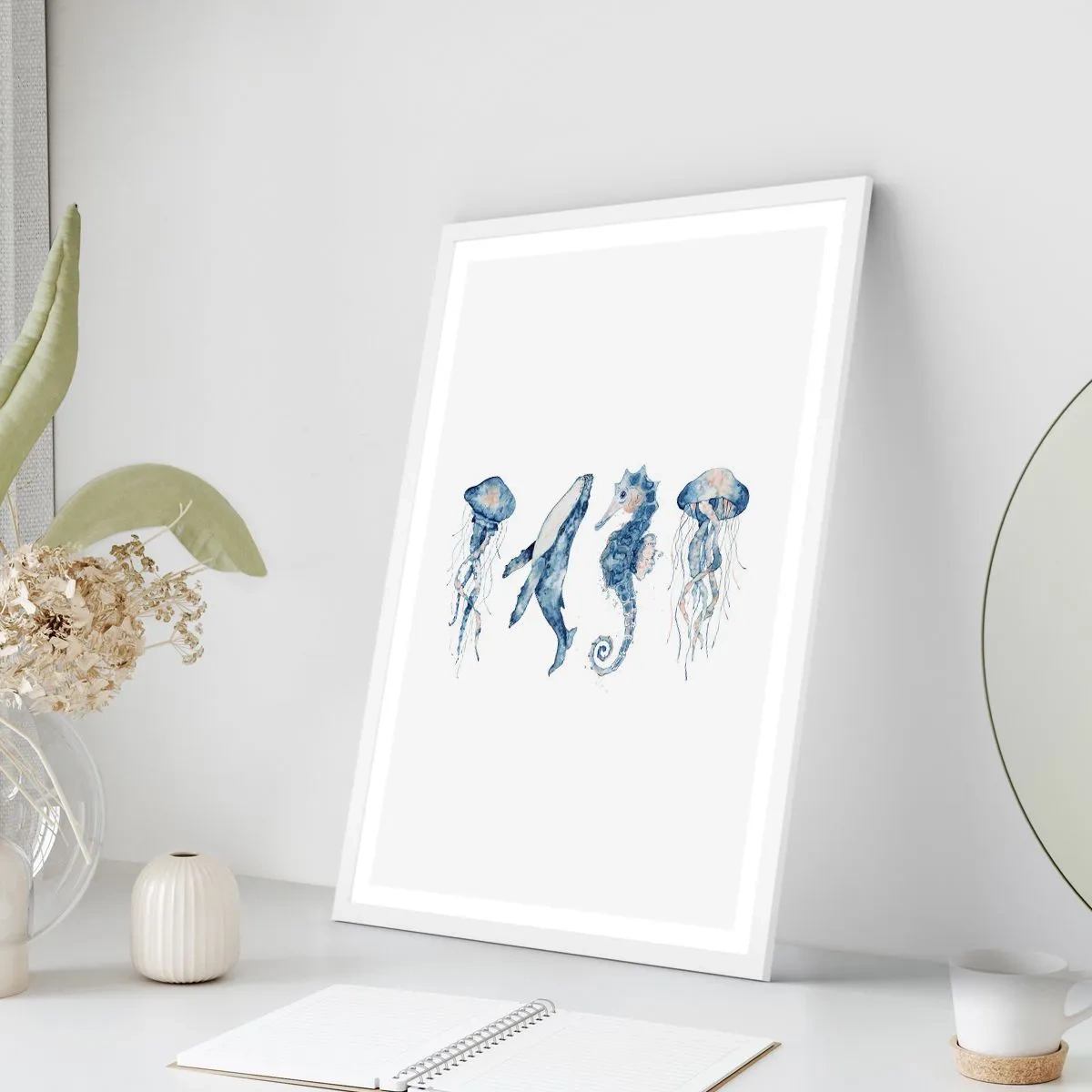 Affiche dans un cadre blanc - Poster - Merveilles de la mer - 40x50 cm