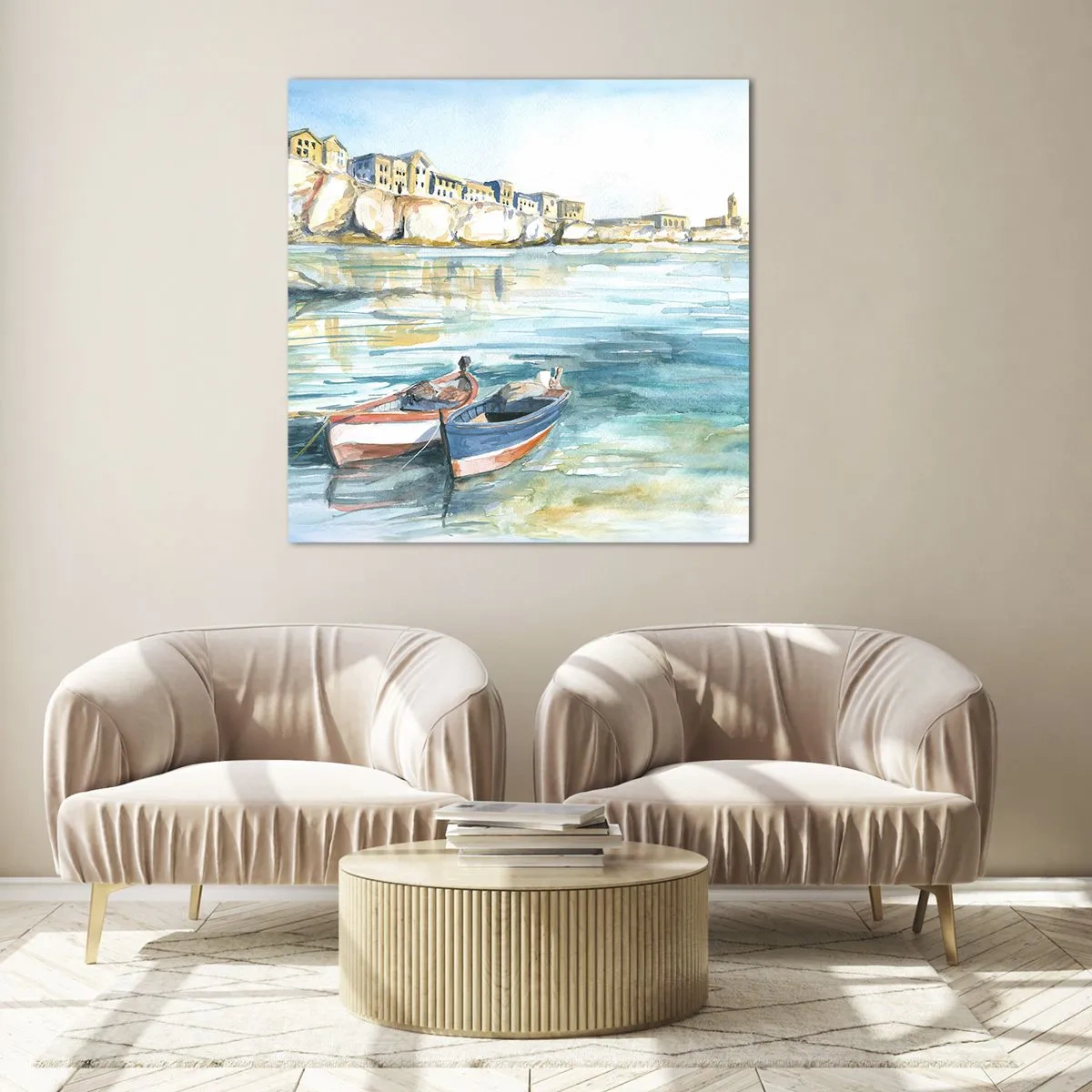 Impression sur verre - Image sur verre - Paysage dans l'azur - 60x60 cm