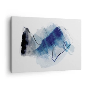 Impression sur toile - Image sur toile - Formes abstraites dans des tons de bleu avec des lignes délicates - 70x50cm - Montagne de glace - Décoration murale moderne pour le salon et la chambre ARTTOR