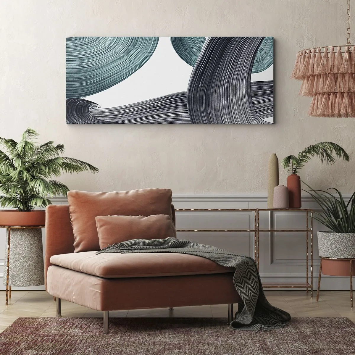 Impression sur toile - Image sur toile - Sentiers émeraude et noirs - 100x40 cm