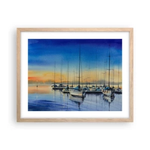 Affiche dans un chêne clair - Poster - Fin d'une belle journée - 50x40 cm