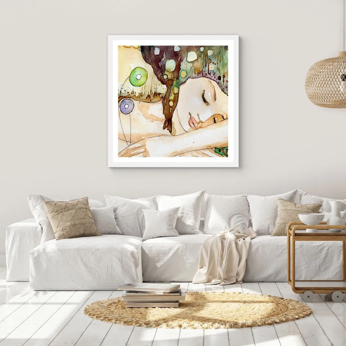 Affiche dans un cadre blanc - Poster - Un rêve violet émeraude - 40x40 cm