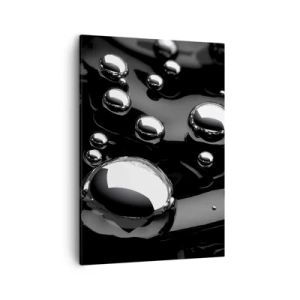 Impression sur toile - Image sur toile - Gouttes abstraites sur une surface noire - 50x70cm - D'un ton noir - Décoration murale moderne pour le salon et la chambre ARTTOR