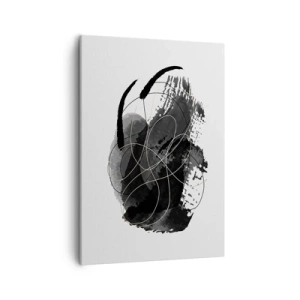 Impression sur toile - Image sur toile - Abstraction en noir et or sur fond blanc - 50x70cm - Fait de noir - Décoration murale moderne pour le salon et la chambre ARTTOR