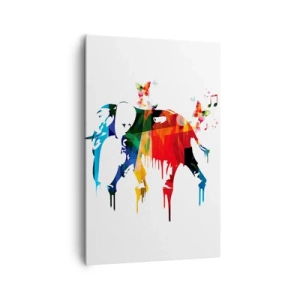 Impression sur toile - Image sur toile - Éléphant coloré avec des papillons dans un style géométrique moderne - 80x120cm - Tout le monde peut danser - Décoration murale moderne pour le salon et la chambre ARTTOR