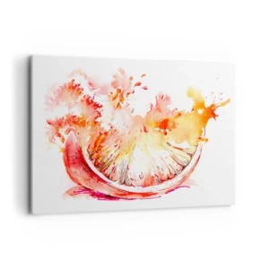 Impression sur toile - Image sur toile - Une tranche de pamplemousse à l'aquarelle aux couleurs vives - 100x70cm - Détente juteuse - Décoration murale moderne pour le salon et la chambre ARTTOR