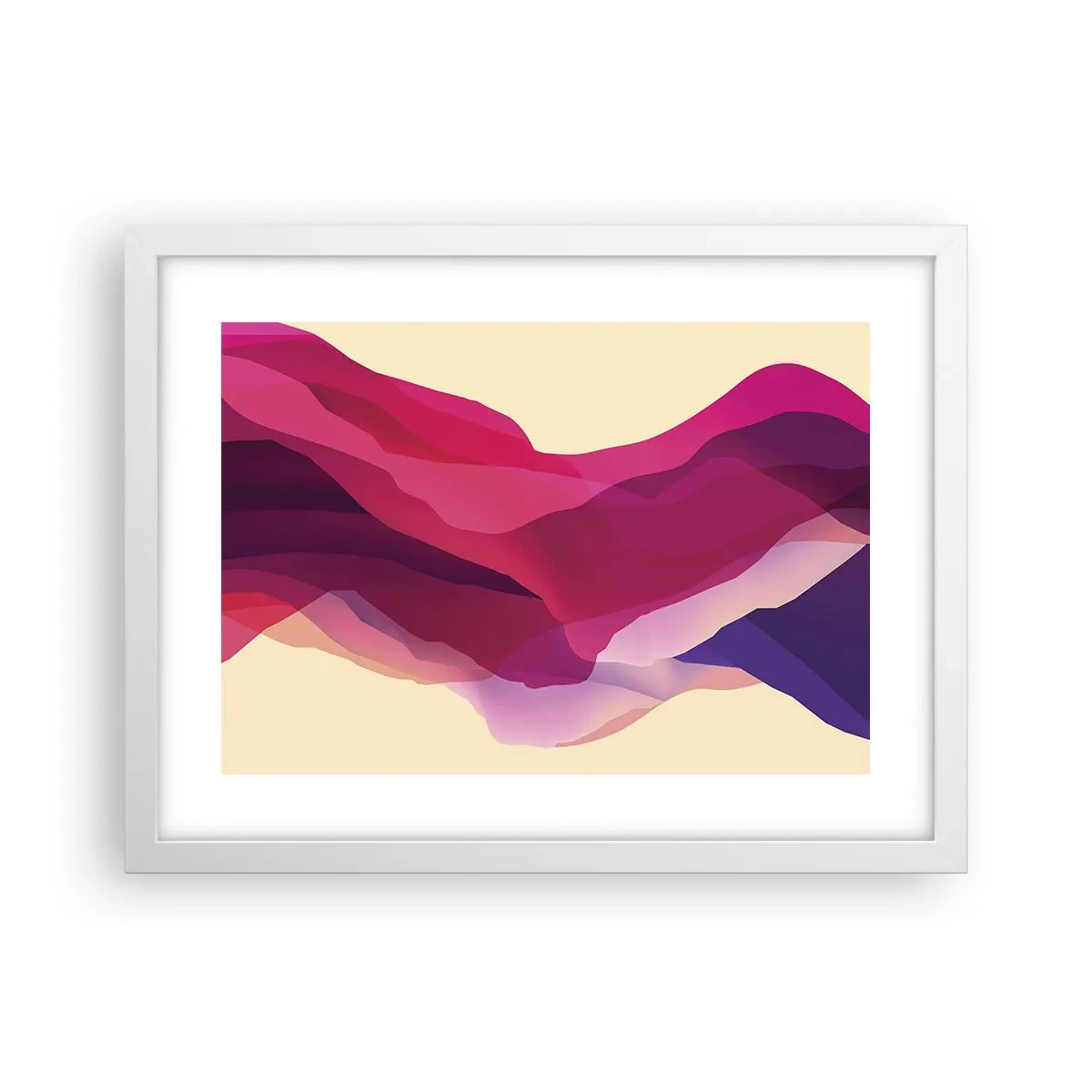 Affiche dans un cadre blanc - Poster - Vagues pourpre - 40x30 cm