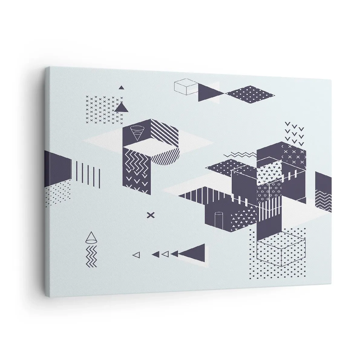 Impression sur toile - Image sur toile - Graphismes géométriques modernes dans des tons de blanc et de bleu marine - 70x50cm - Dans l'âme d'un mathématicien - Décoration murale moderne pour le salon et la chambre ARTTOR