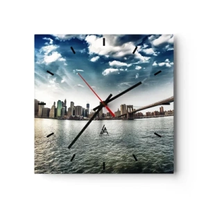 Horloge murale - Pendule murale - Panorama de la ville avec un pont contre le ciel bleu - 30x30cm - L'île de verre - Décoration murale moderne pour le salon et la chambre ARTTOR
