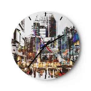 Horloge murale - Pendule murale - Une ville chatoyante - 40x40 cm