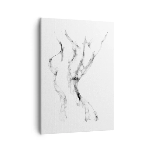 Impression sur toile - Image sur toile - Des lignes délicates et abstraites ressemblant à des traînées de fumée sur un fond clair - 50x70cm - Belle et forte - Décoration murale moderne pour le salon et la chambre ARTTOR