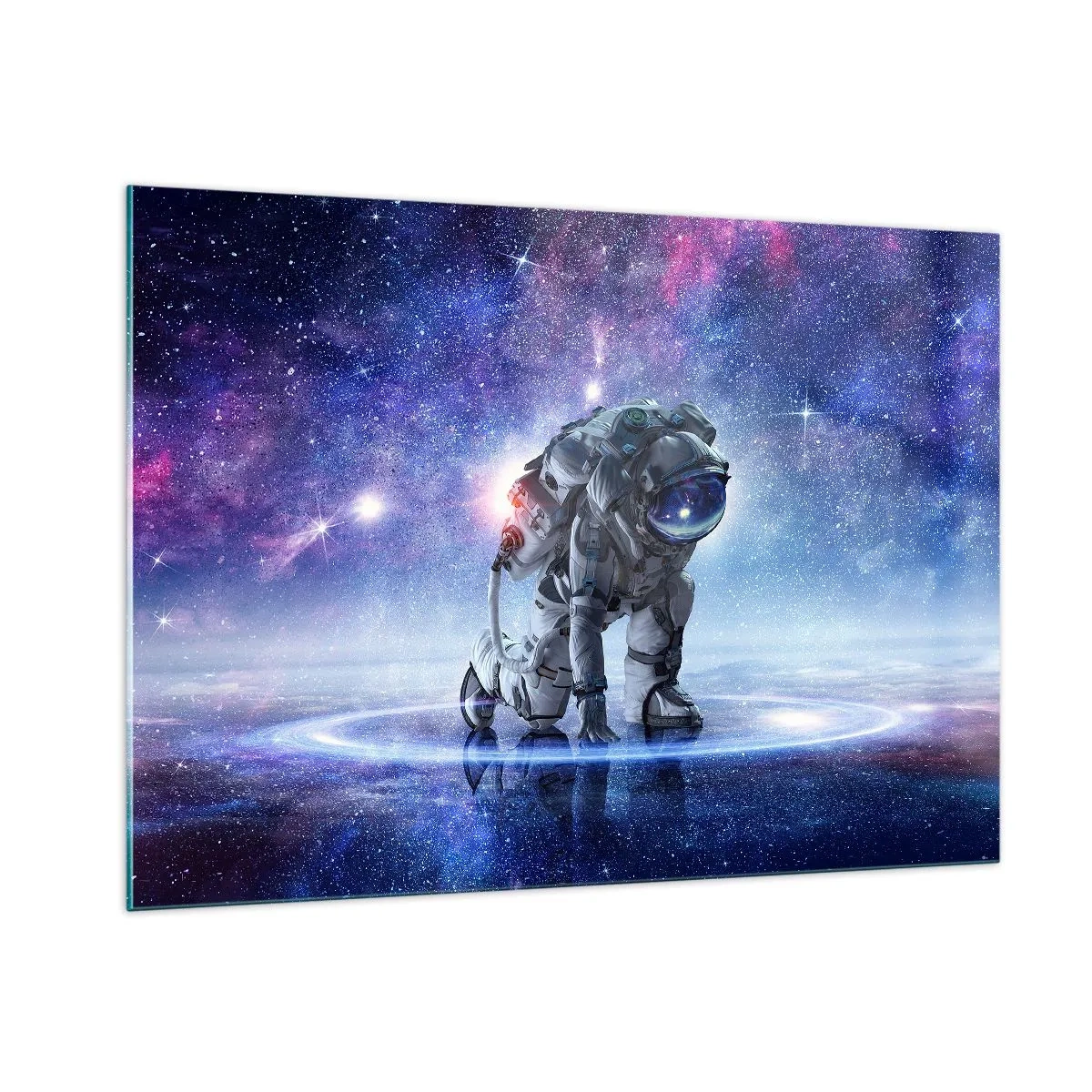 Impression sur verre - Image sur verre - Astronaute dans l'espace contre le ciel étoilé - 100x70cm - Le ciel étoilé au dessus de moi - Décoration murale moderne pour le salon et la chambre ARTTOR