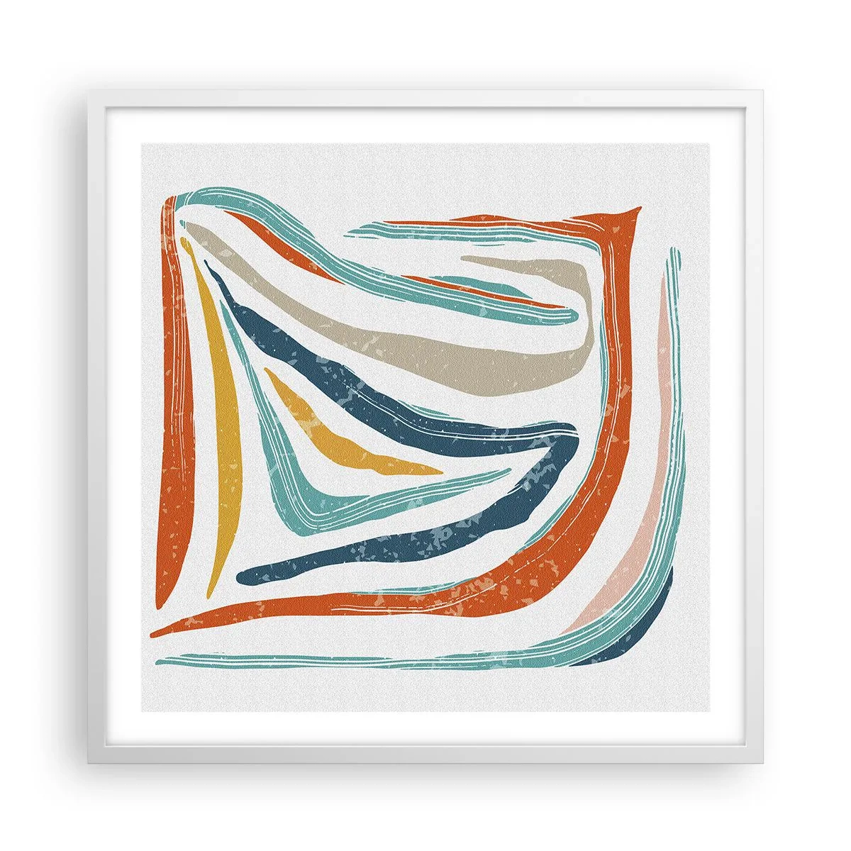 Affiche dans un cadre blanc - Poster - Abstraction avec un sourire amical - 60x60 cm