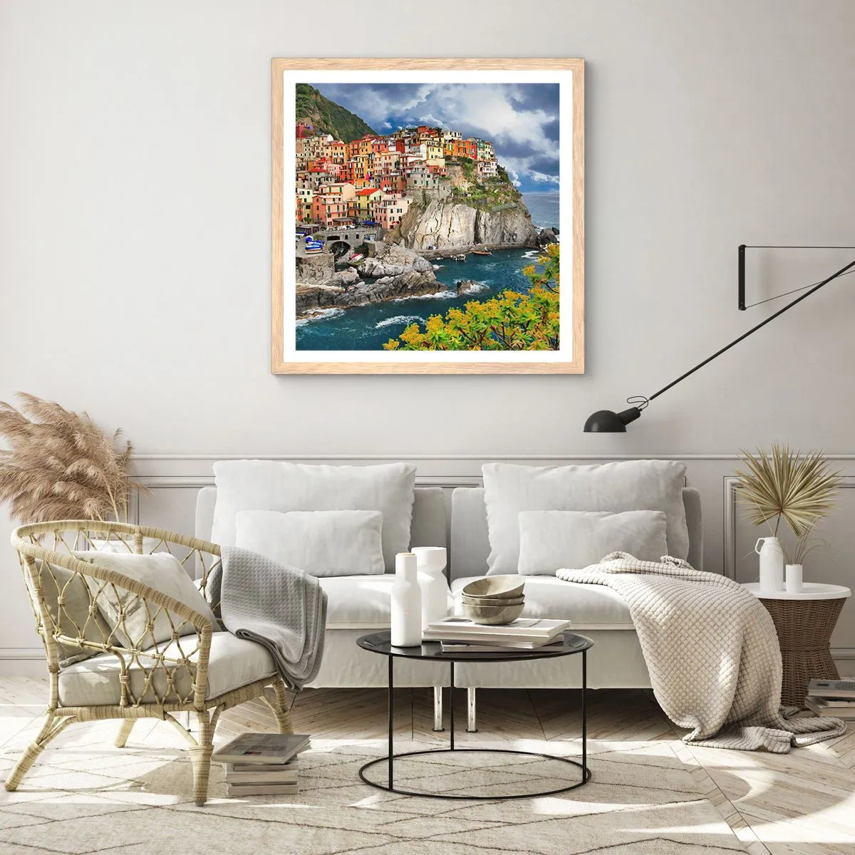 Affiche dans un chêne clair - Poster - Un groupe embrassant les rochers - 50x50 cm