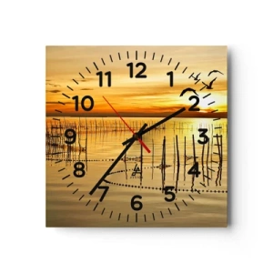 Horloge murale - Pendule murale - À la pêche - 30x30 cm