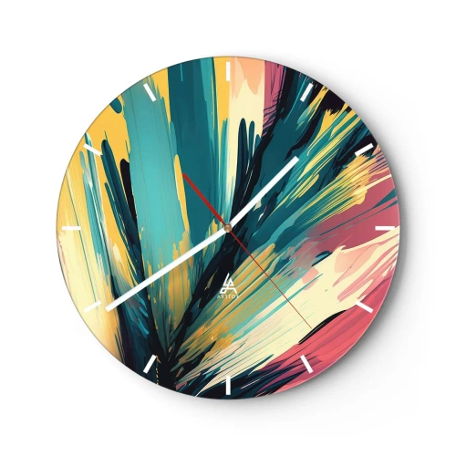 Horloge murale - Pendule murale - Une explosion de couleurs dans le style de coups de pinceau expressifs. - 30x30cm - Composition – une explosion de joie - Décoration murale moderne pour le salon, la cuisine et la chambre ARTTOR