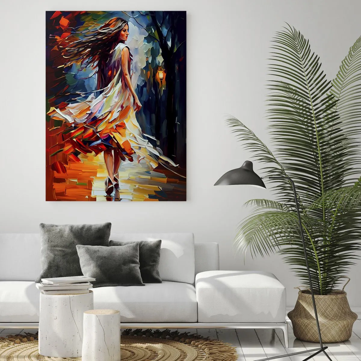 Impression sur verre - Image sur verre - La fille d'automne - 80x120 cm