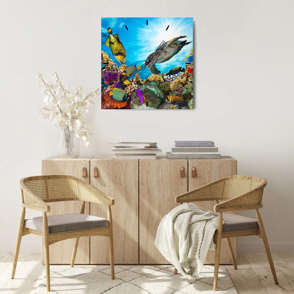 Horloge murale - Pendule murale - Promenade de corail - 40x40 cm